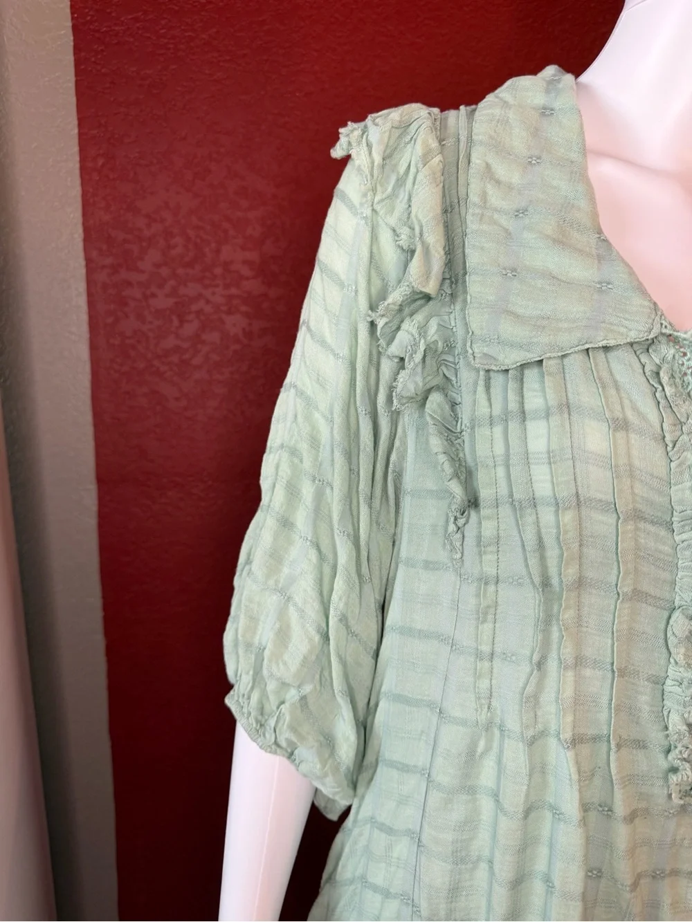 Free People Elora Mini Dress Mermaids Tail Mint Green Boho Size M